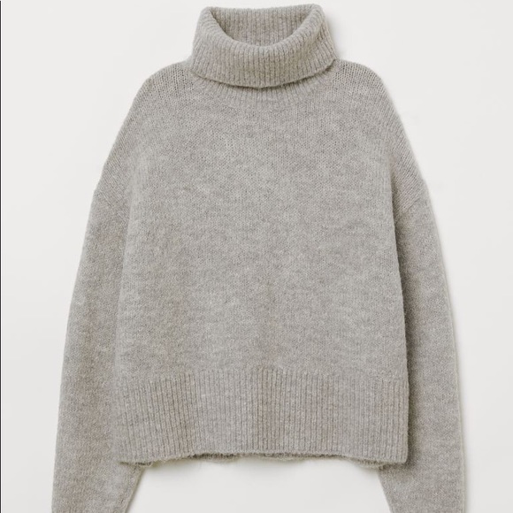 H&M GREY WOOL TURTLENECK SWEATER - Picture 1 of 2